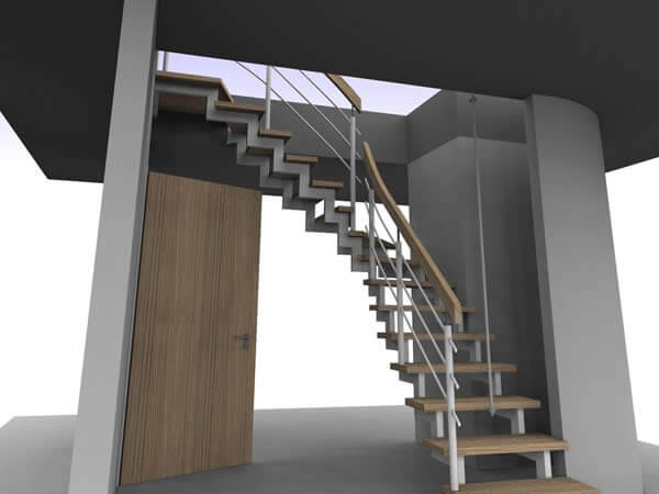 Projekt schody na konstrukcji metalowej